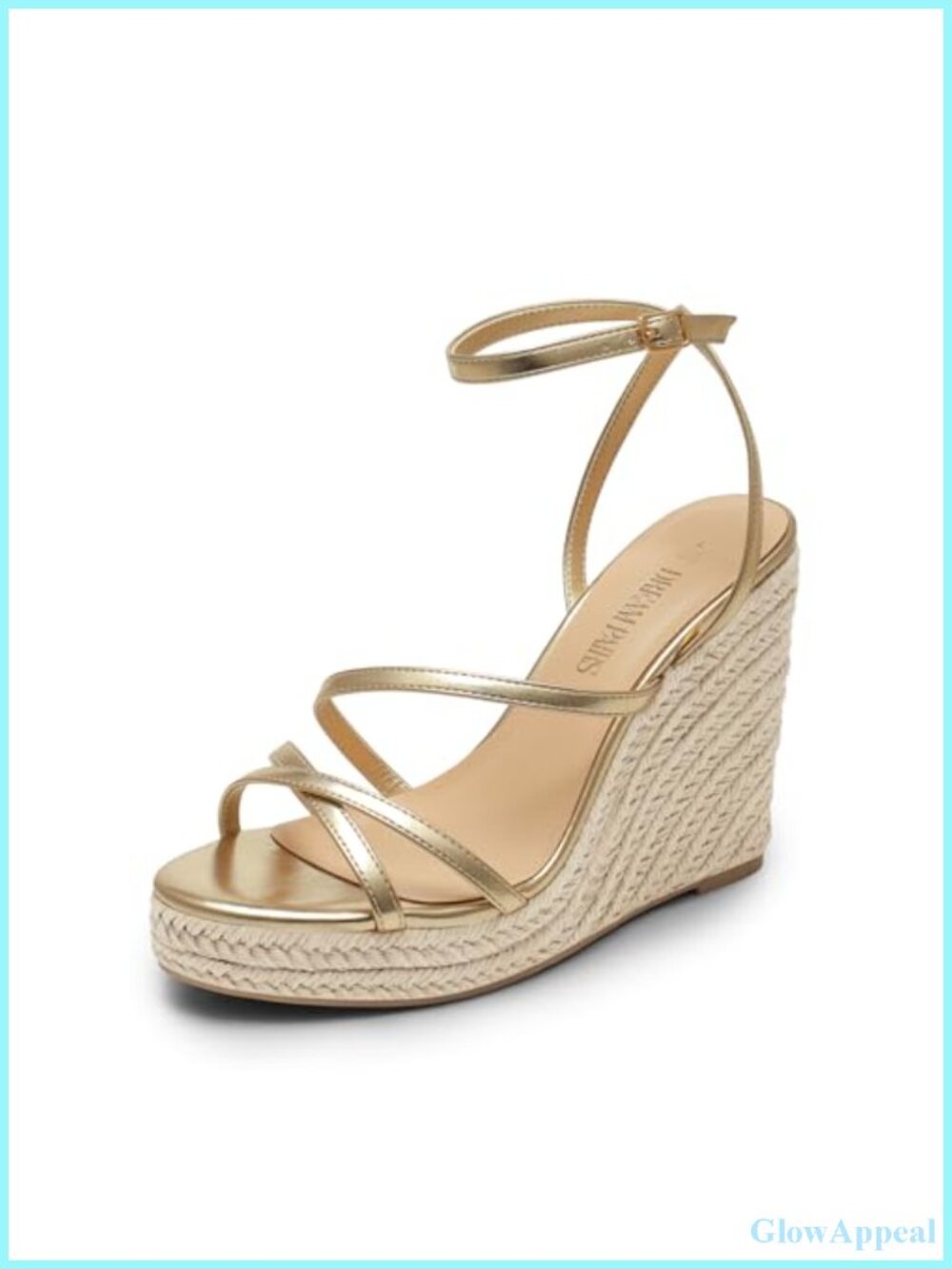 Women's Strappy Espadrille Wedge Sandals Faux Leather Ankle Strap